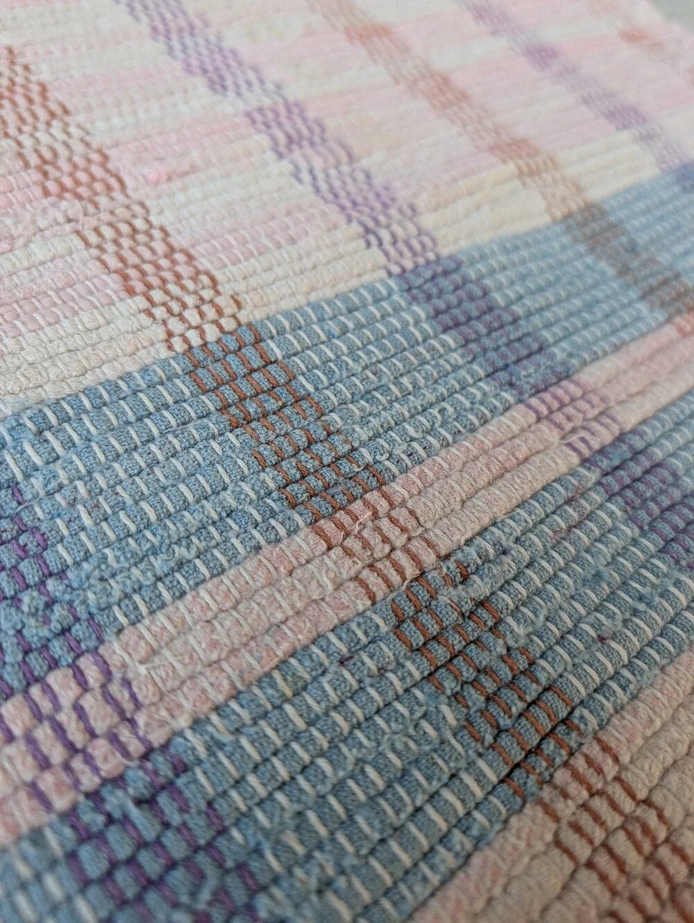 vintage country stripe RAG RUG hand-woven ragg